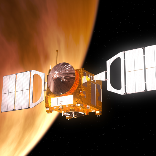 Illustration of Venus being orbited by the space station