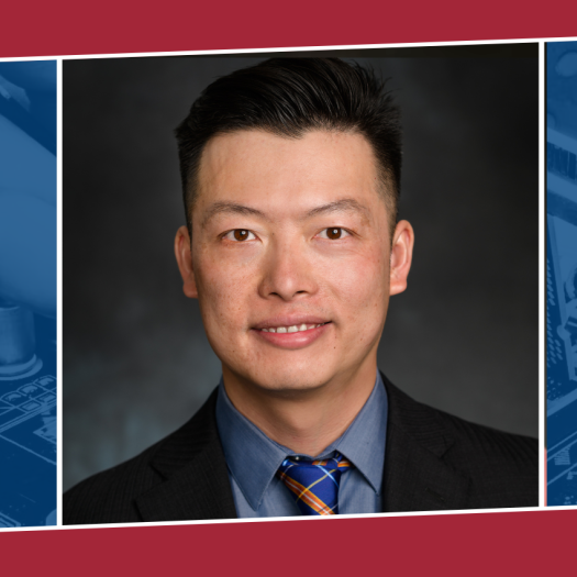 A professional headshot of Cheng Chen with an engineering-themed border.