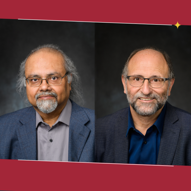 Side-by-side professional headshots/portraits of Dibs Sarkar and Christos Christodoulatos