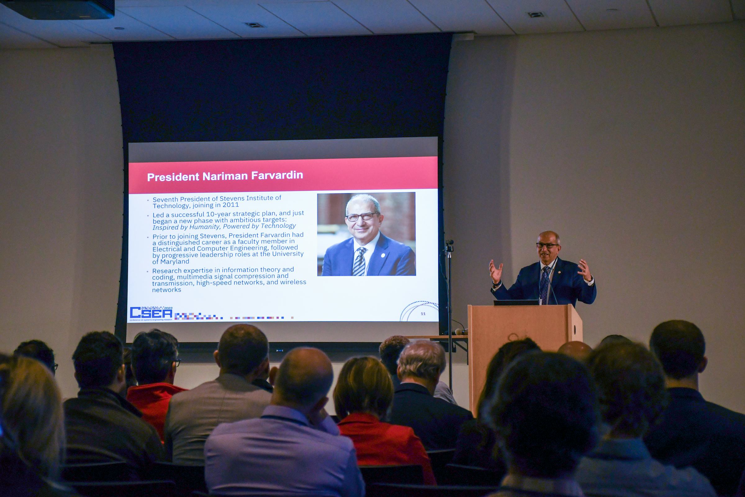 Stevens President Nariman Farvardin speaks at CSER 2023