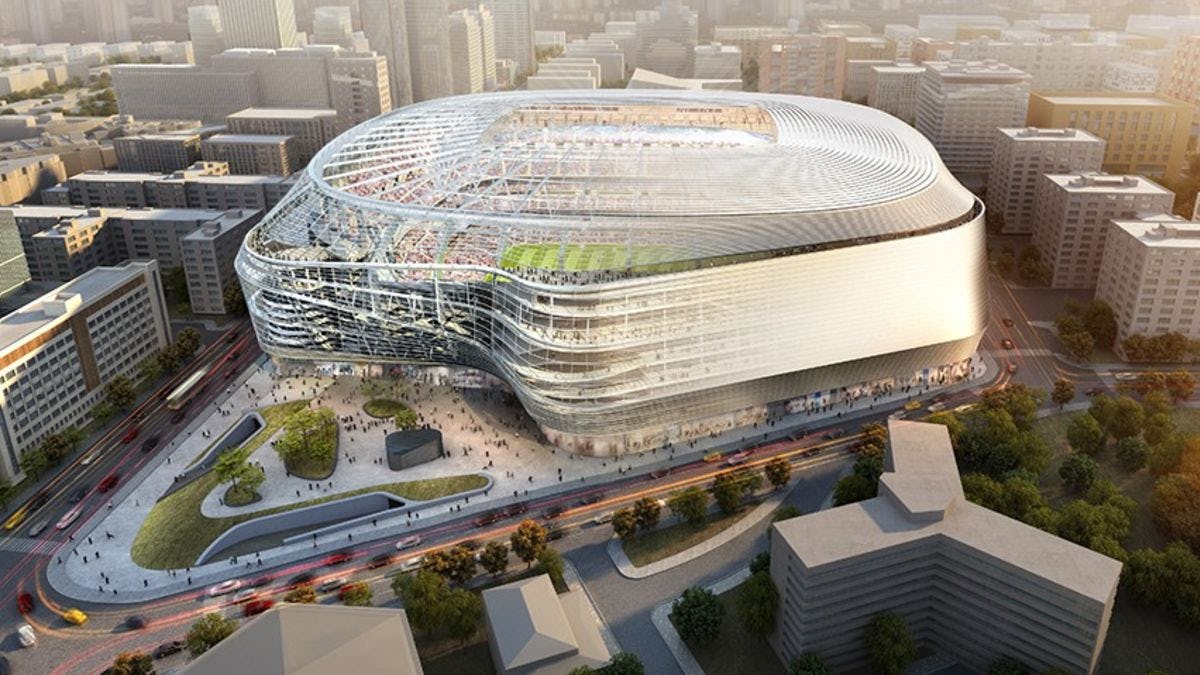 Virtual rendering of Real Madrid CF's renovated stadium.