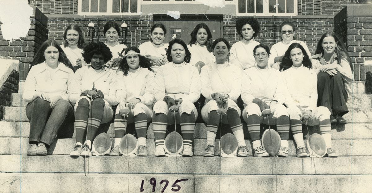  Group photo of Stevens Women’s Fencing team in 1975