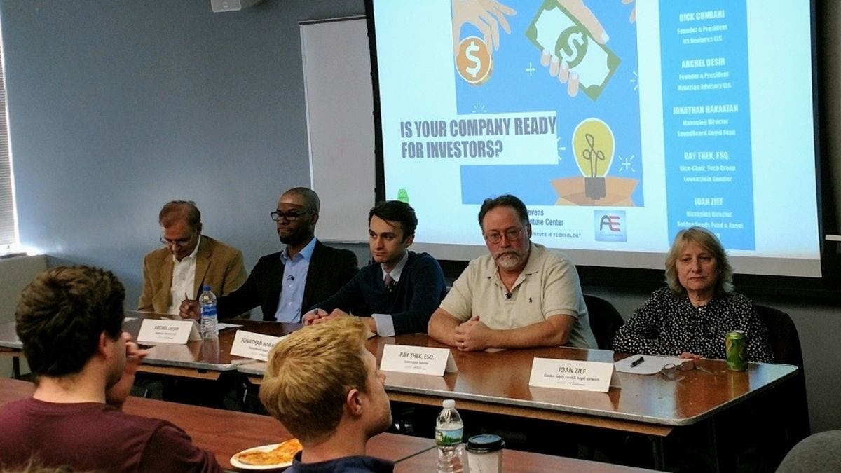 A panel discussion on funding a startup venture included two entrepreneurs-in-residence.