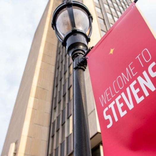 Photo of a banner that says "Welcome to Stevens"