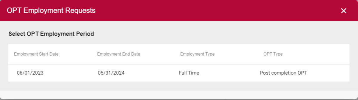 ISSS Portal: Employment Period