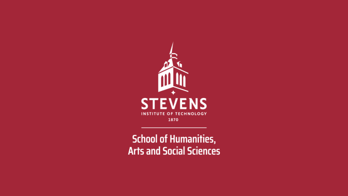 School of Humanities, Arts and Social Sciences logo on a red background