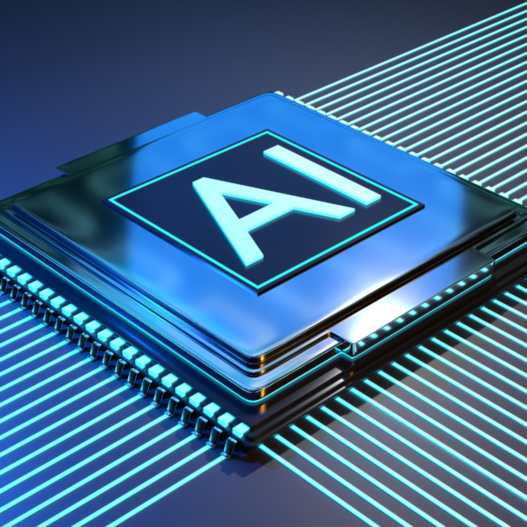 A computer chip with "AI" written on it