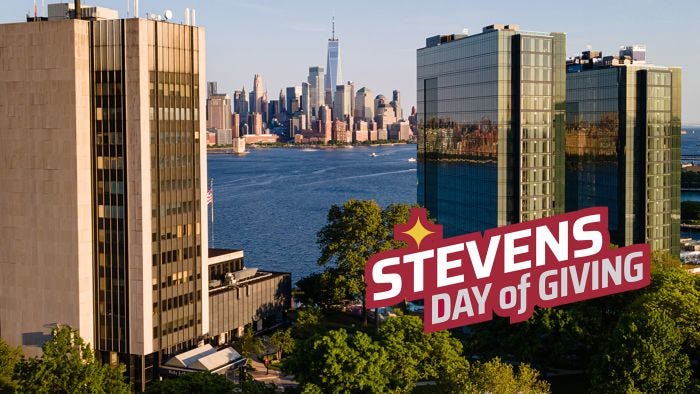 Skyline of Stevens campus with New York City in the background
