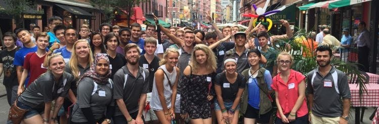 Group of Pre Orientation Students in Little Italy NYC