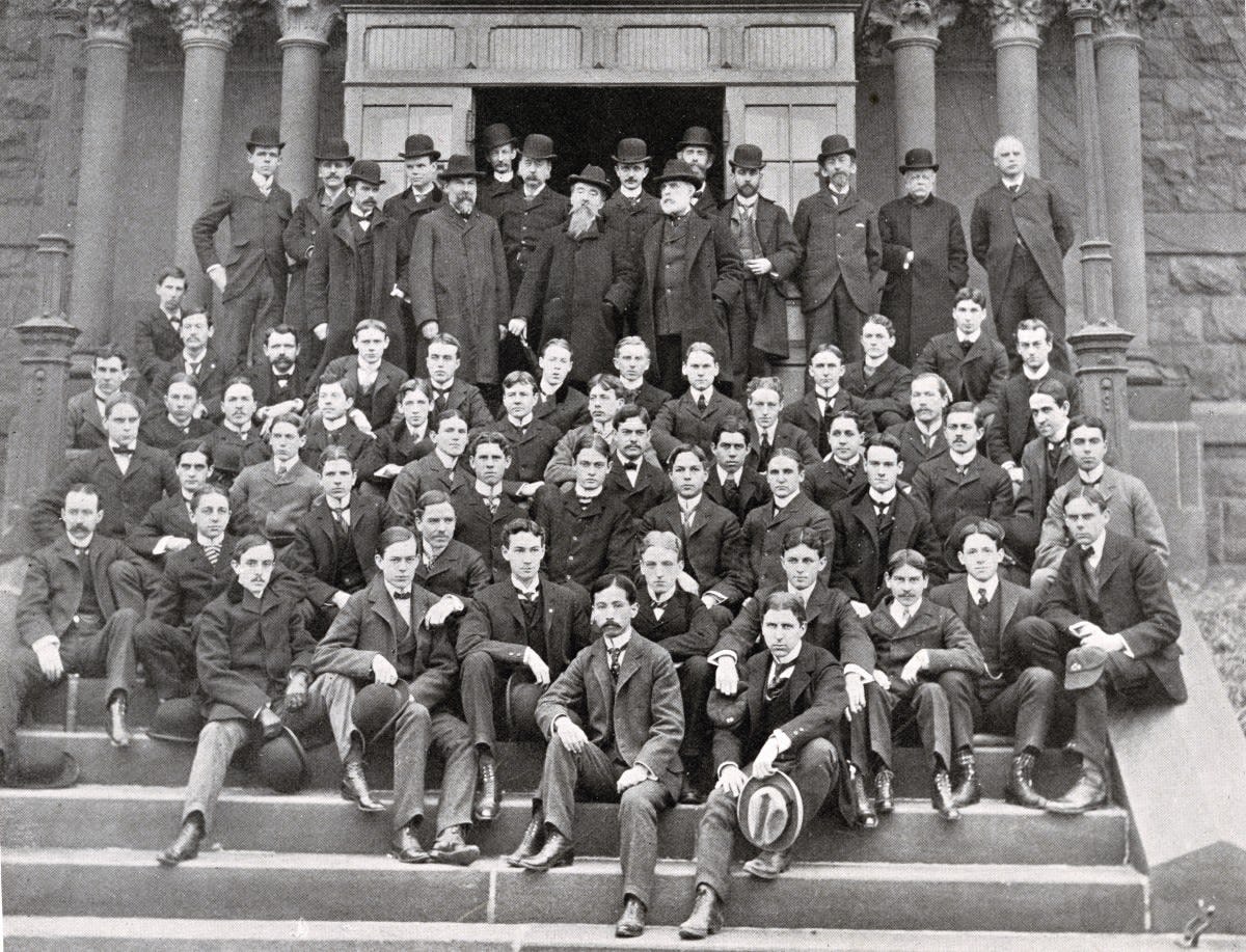 Abe poses front and center with his Stevens classmates in 1899.