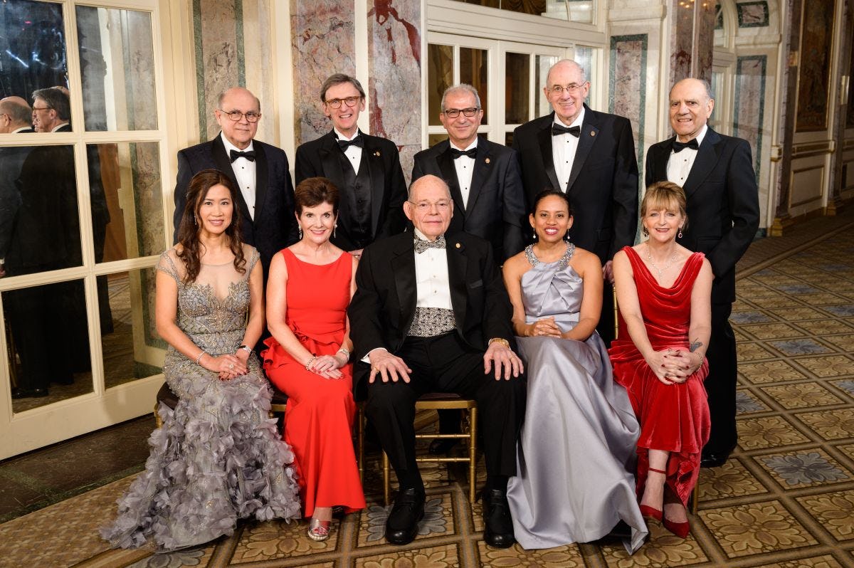 Stevens Awards Gala recipients pose with President Nariman Farvardin