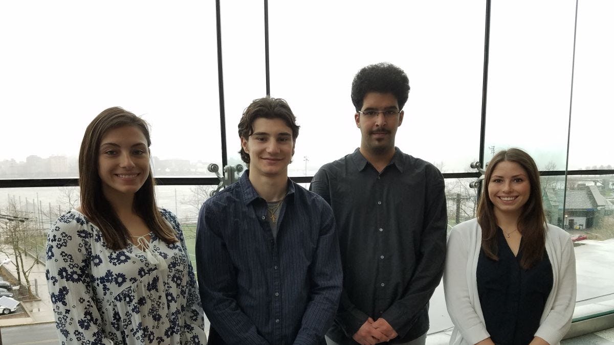 Stevens engineering management students Jessica White, Nicholas Russo, Mohammed Al Saud and Caroline DeLuca