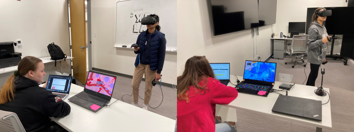Students in XR Lab using XR headsets