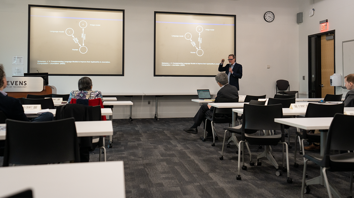 Dr. Jeffery Nickerson presents “Generative AI and Ideation” to a classroom of CRAFT faculty and industry members.