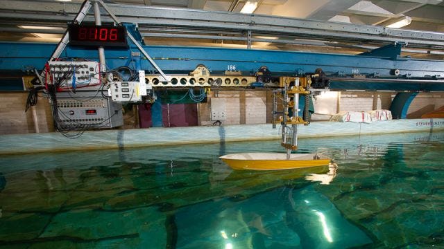 Testing boat hulls in Davidson lab