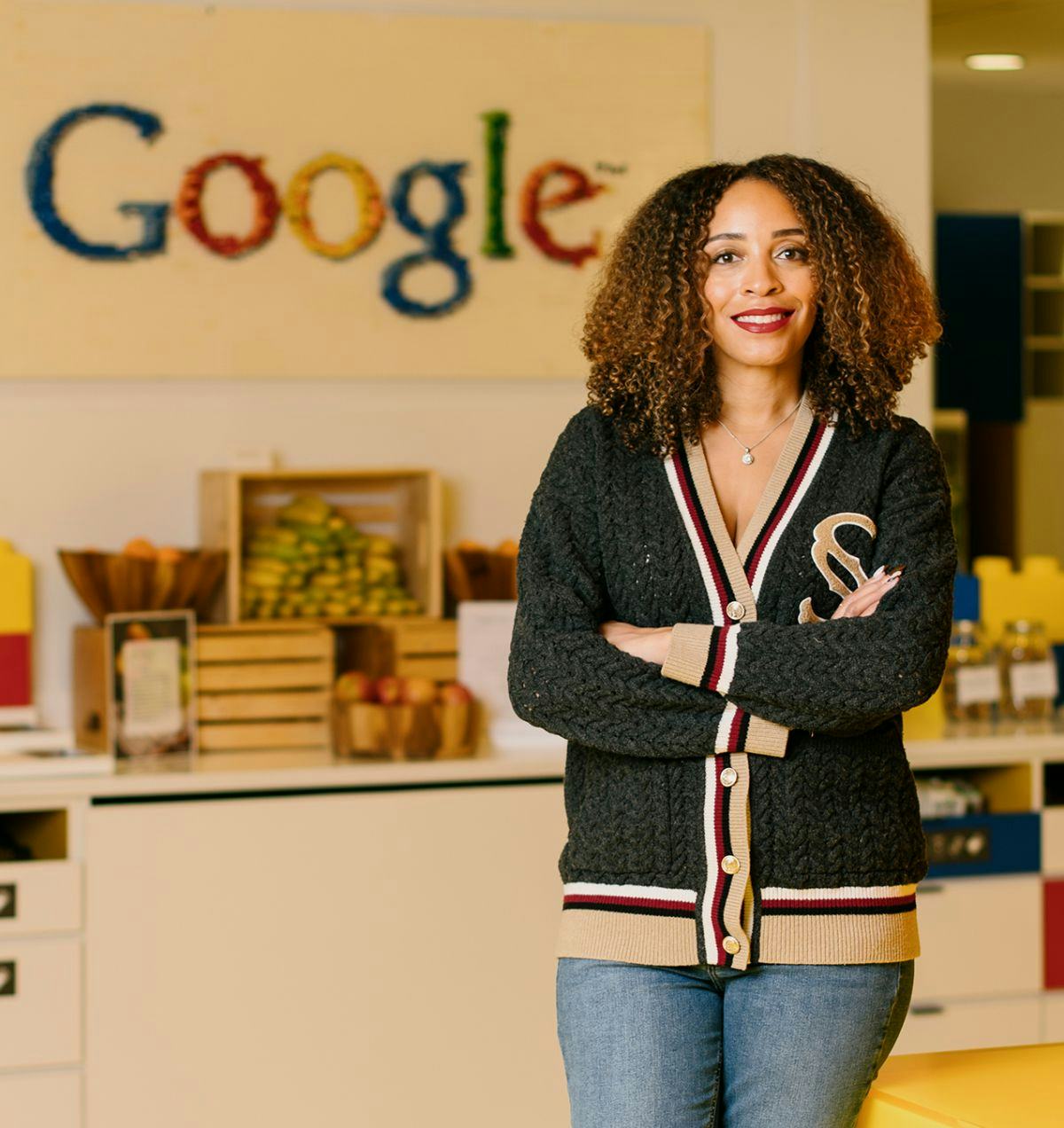 Portrait of Stephanie LeBlanc-Godfrey with Google sign in background.
