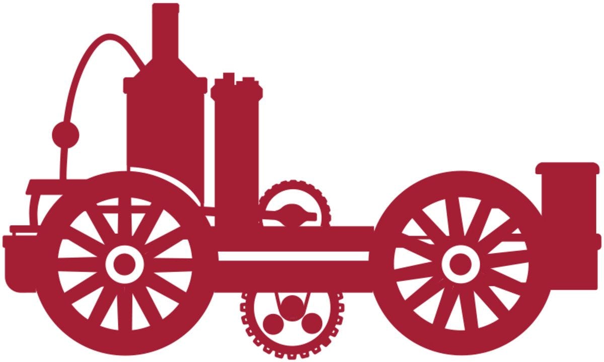 Red train representing Edwin A. Stevens Society