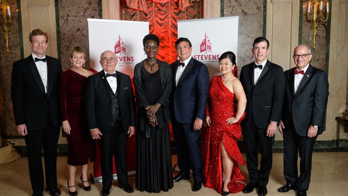 The recipients of the 2022 Stevens Awards Gala pose with Lisa Mascolo and Nariman Farvardin.