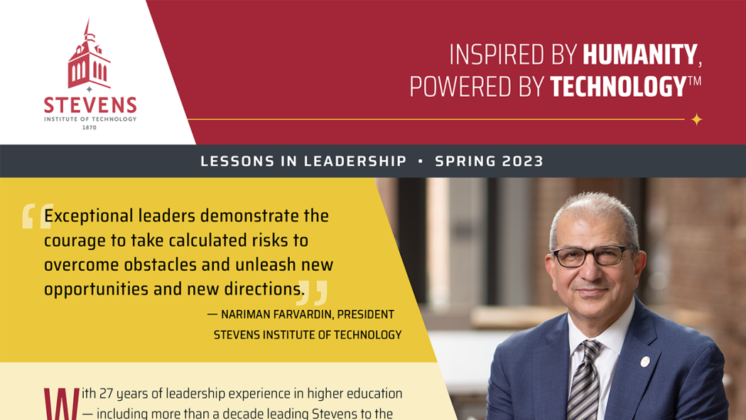 Cover of Stevens Lessons in Leadership newsletter, Spring 2023