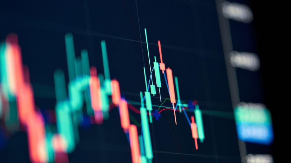 Digital artwork showing changing stock market values 