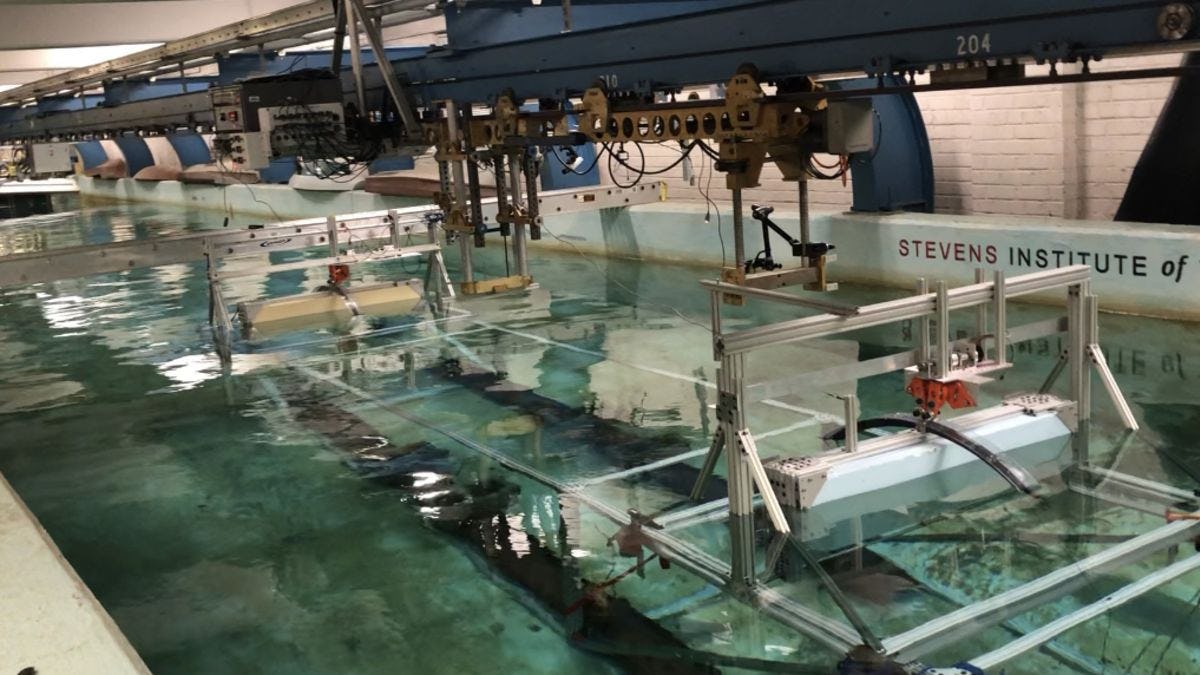 Wave energy converter being tested at the Davidson Lab