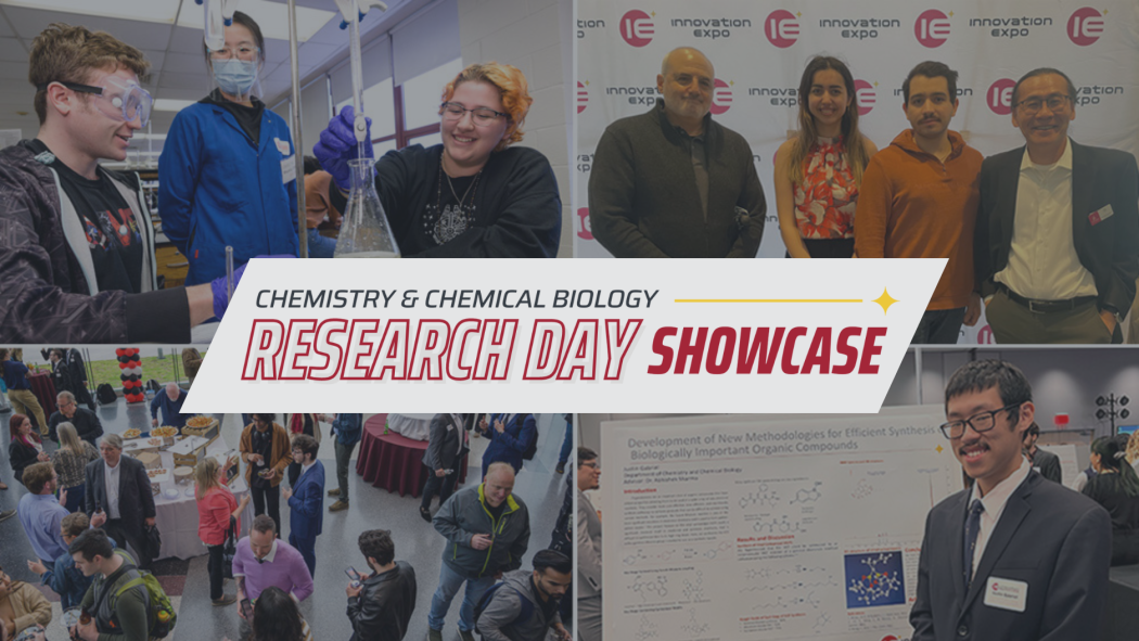 A collage of students and faculty interacting within Department of Chemistry and Chemical Biology at various events.