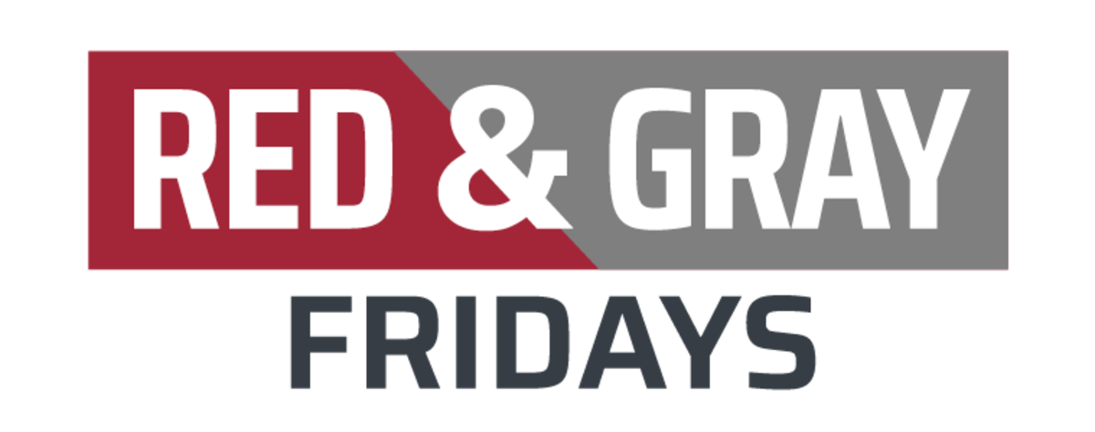 Red and Gray Fridays graphic logo