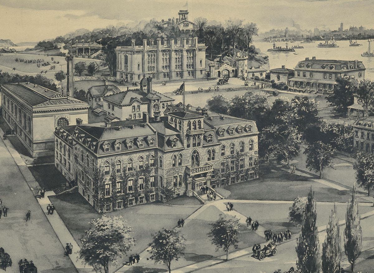 1906 black and white photogravure of Stevens campus