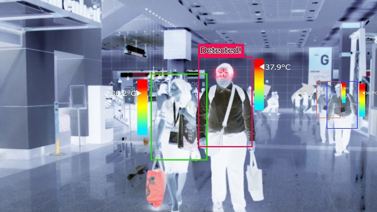 An image showing a heat map of people in a corridor 