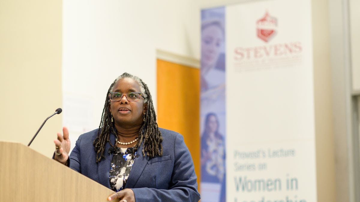 Dr. Menah Pratt-Clarke speaks as part of the Provost's Lecture Series on Women in Leadership