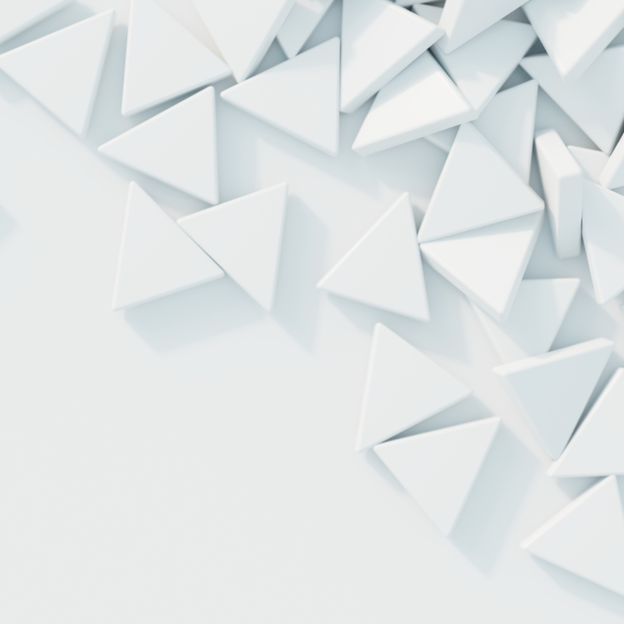 abstract graphic of a group of white geometric shapes on a white background