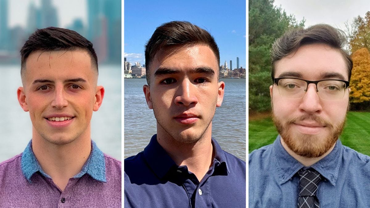 Portraits of three male students.
