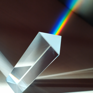 photo of a light beam emanating from a crystal