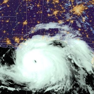 satellite image of Hurricane Ida crossing the southern United States