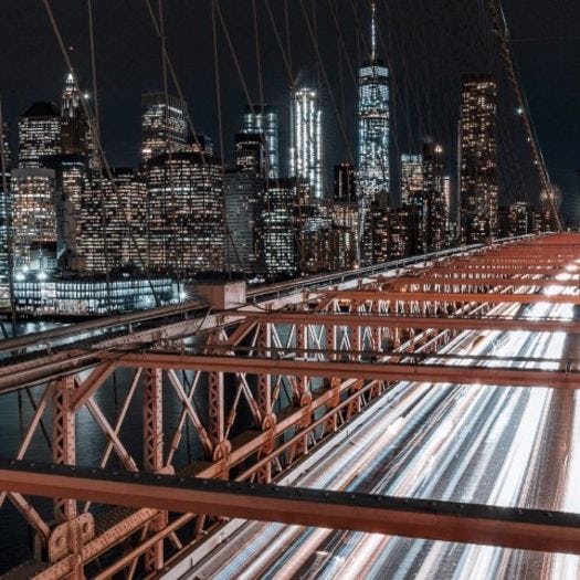 Bridge in New York City at night