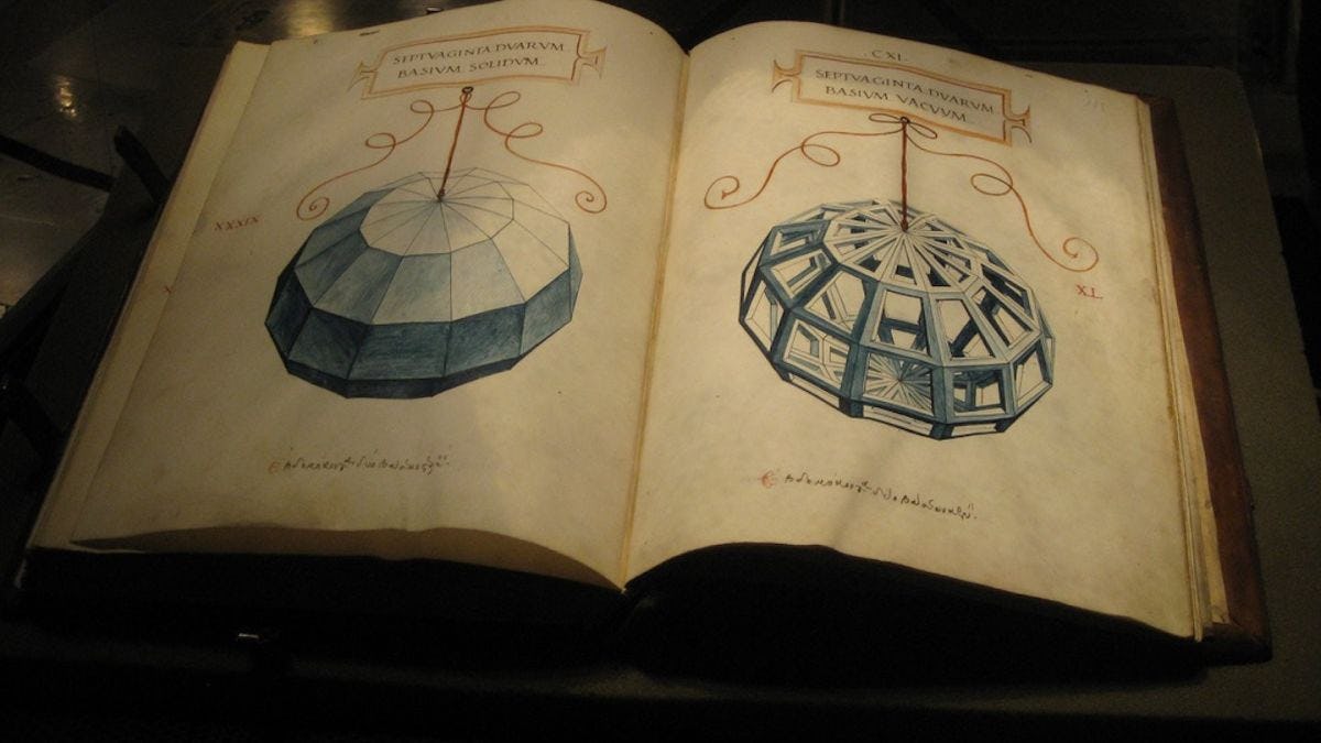 book pages illustrated by Leonardo Da Vinci