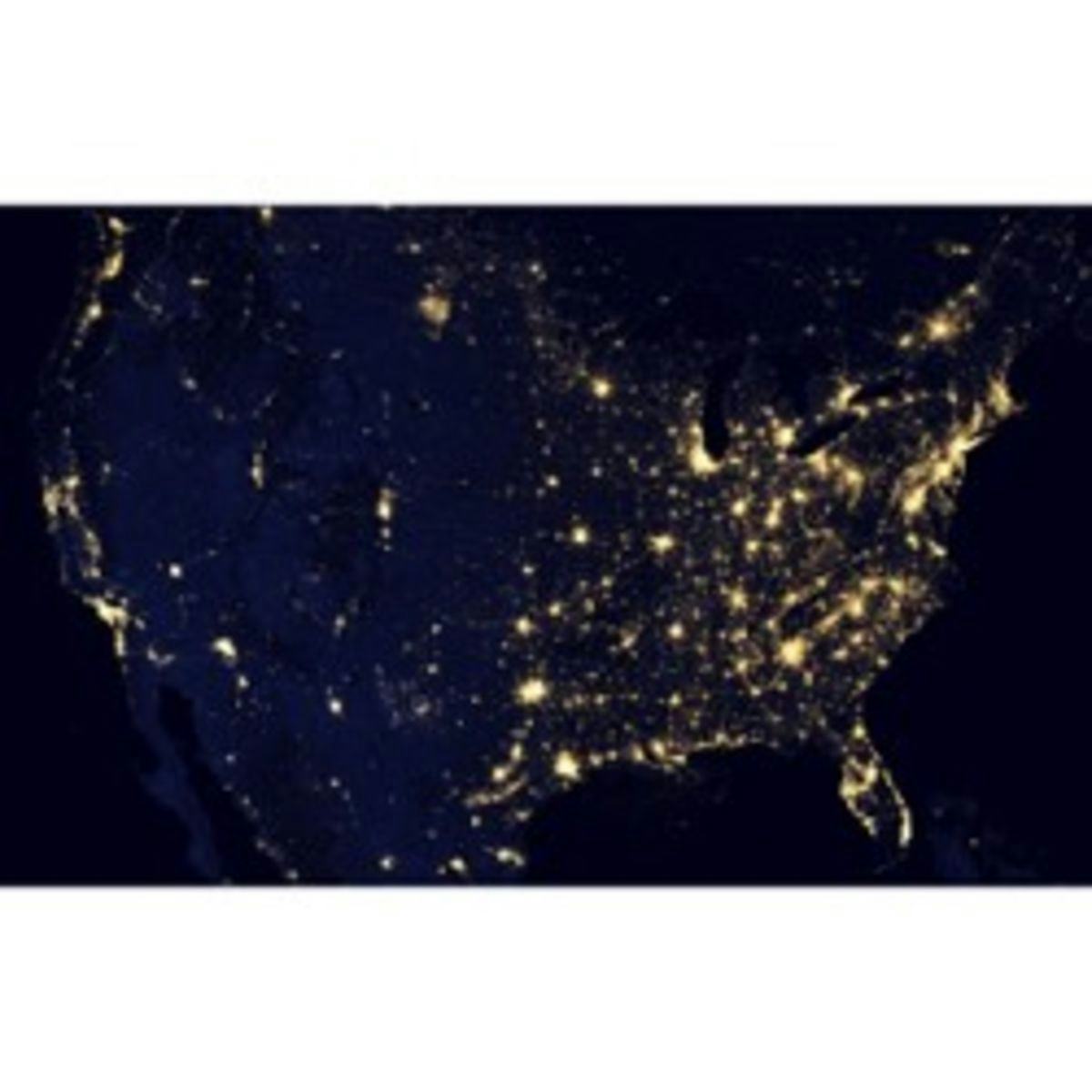 Map of U.S. with lights