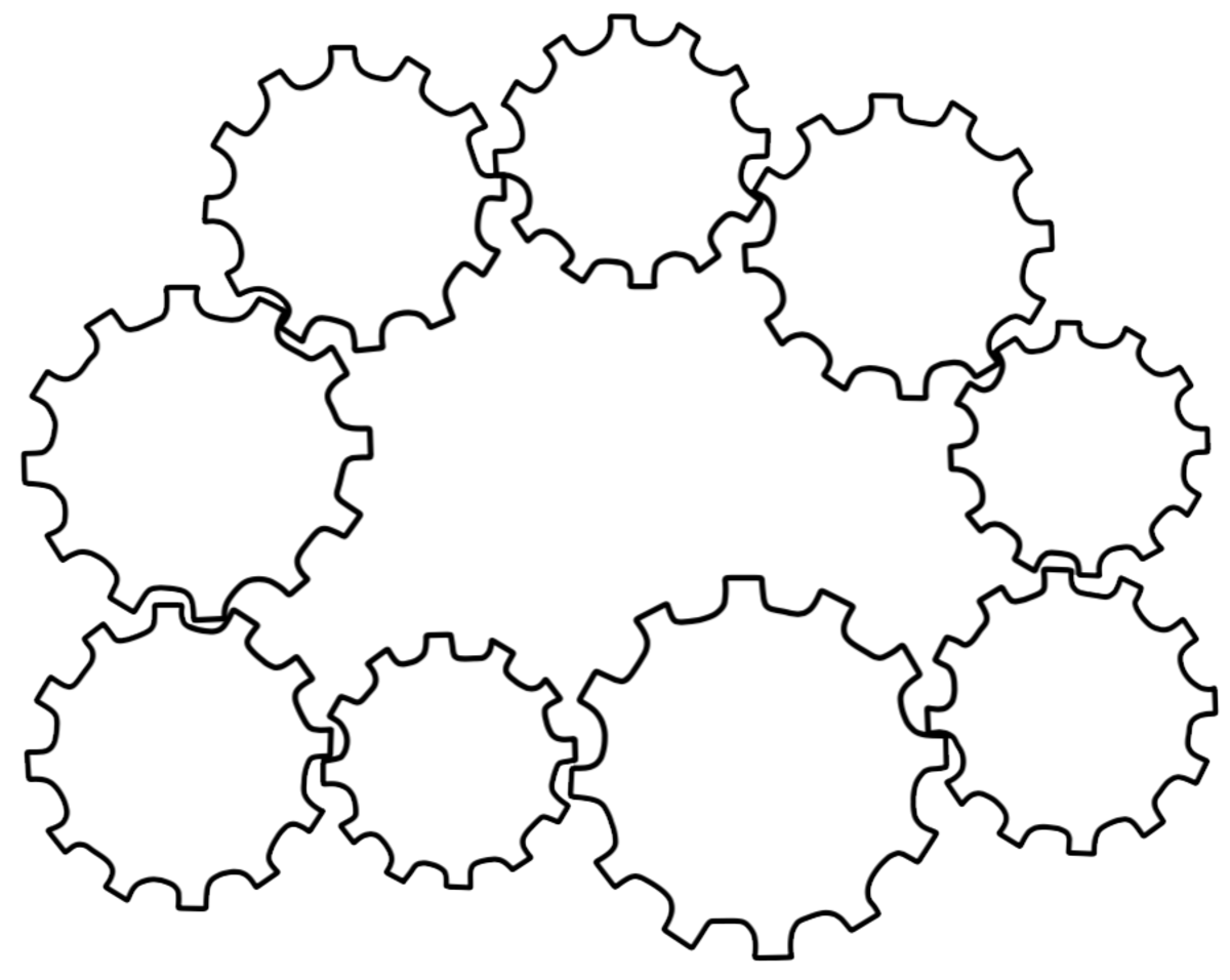 drawing of interlocking math cogs