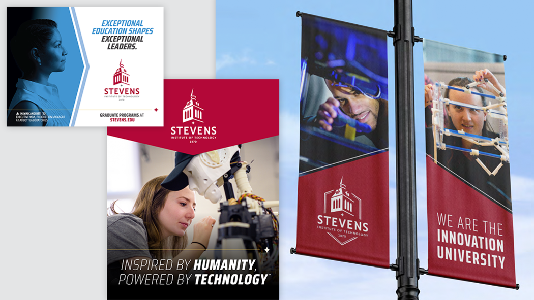 Collage of Stevens marketing materials