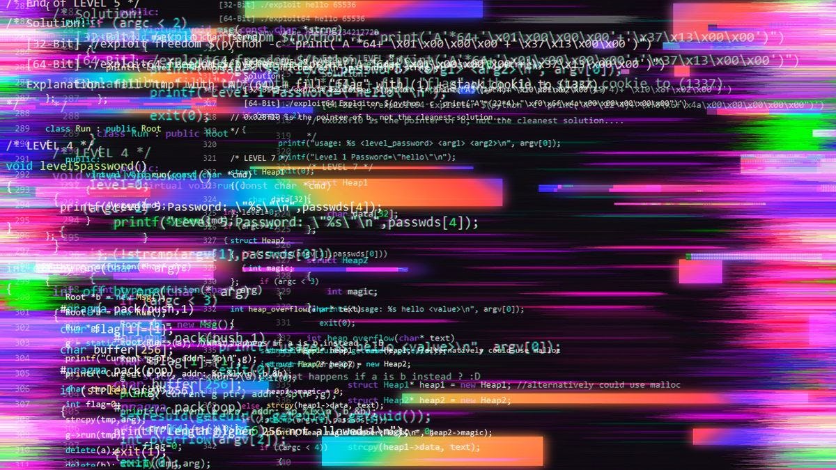 Random stripes of exploit malware code