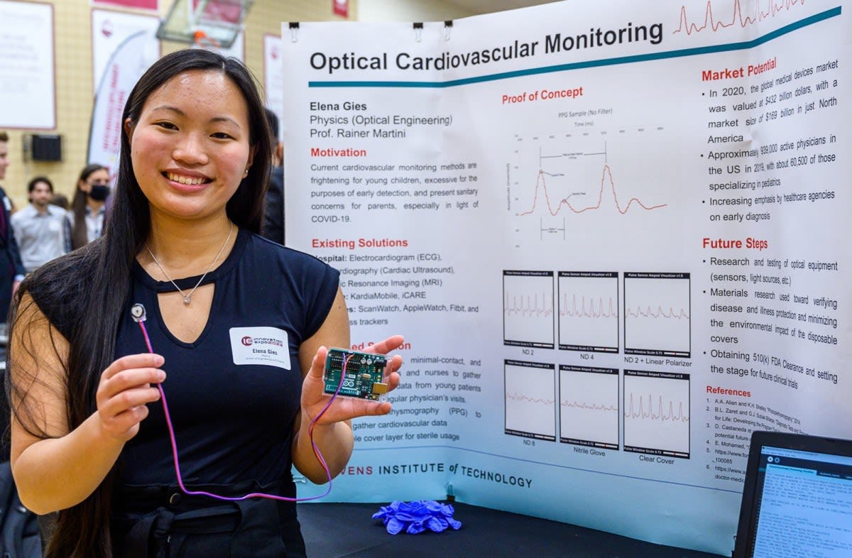 Student with optical monitoring project
