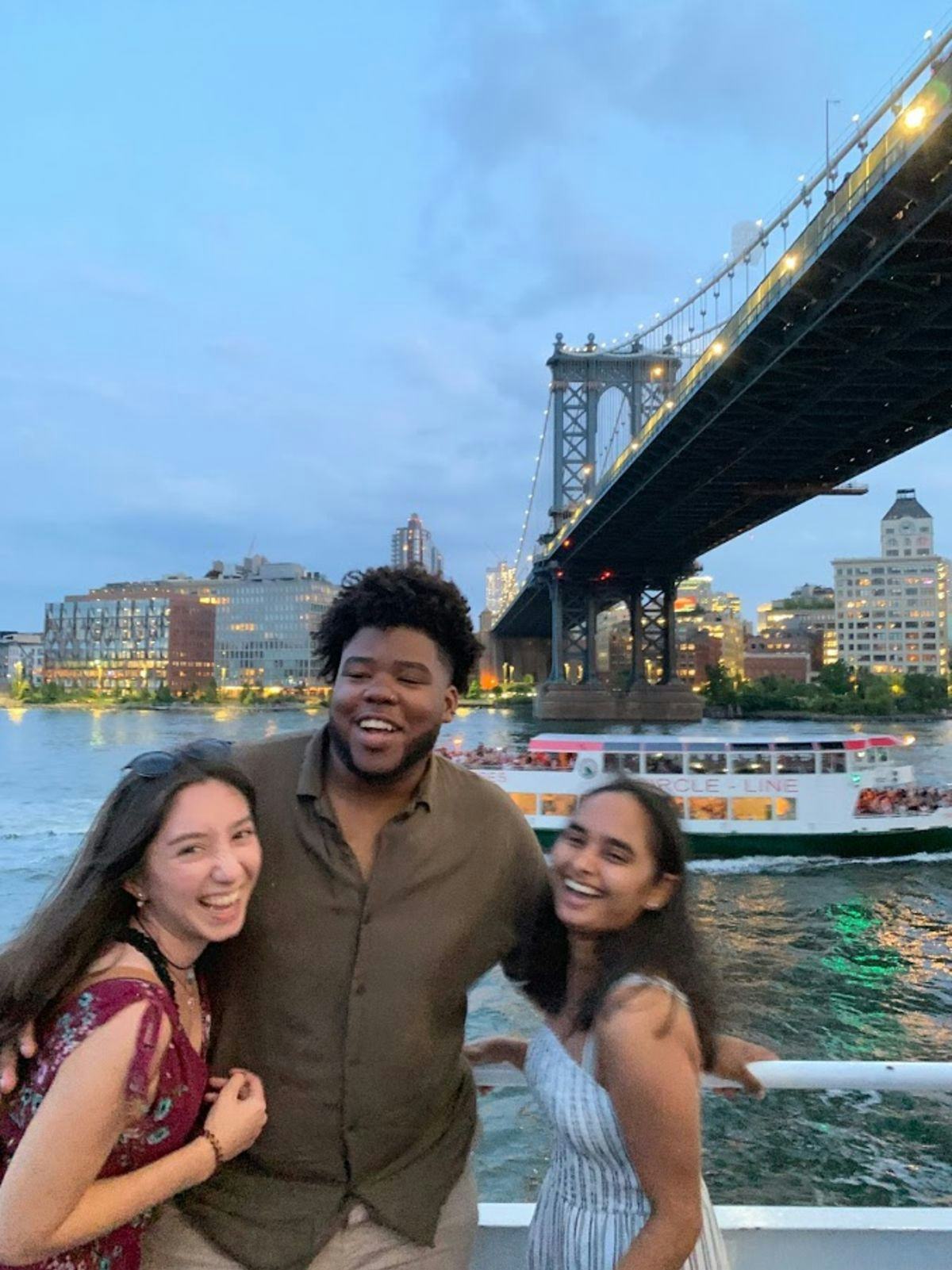 DuJaun Kirk and two friends on the waterfront in New York City