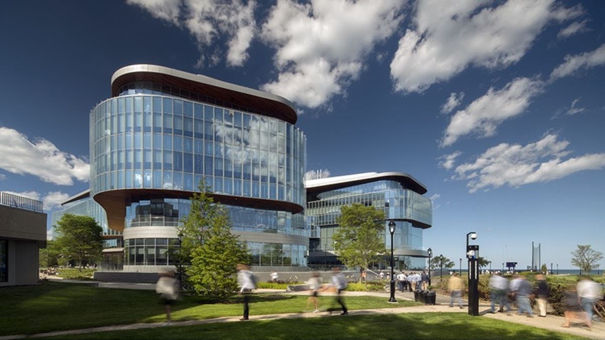 Picture of the Kellogg Global Hub building in Evanston, Illinois. 