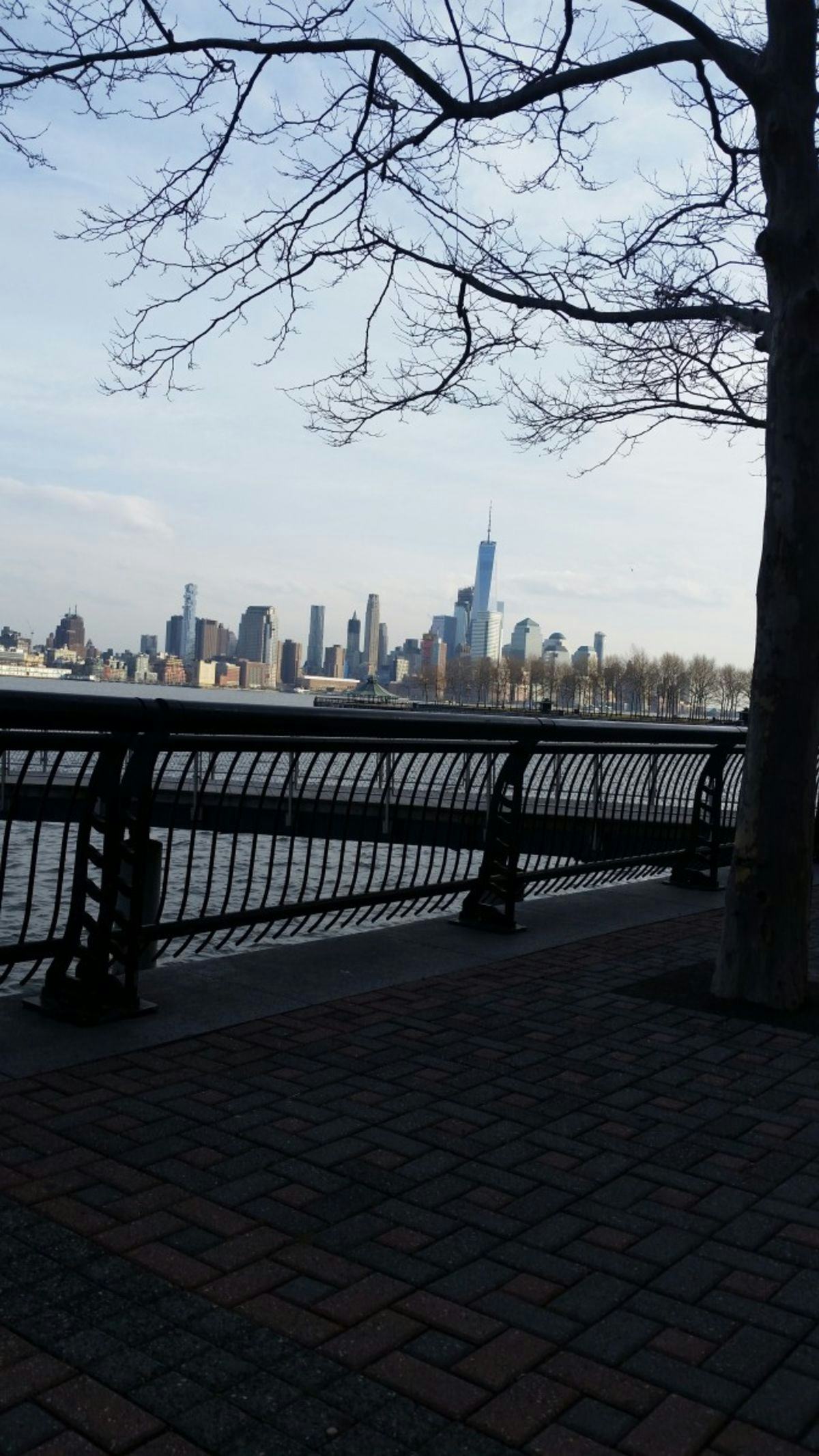 A view of the NYC skylike and Hudson River from Hoboken, N.J