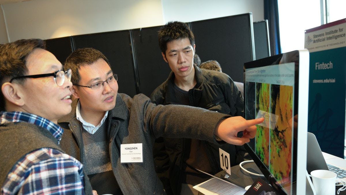 A Stevens Ph.D. student explains his ai-driven research at the Stevens Institute for Artificial Intelligence launch event