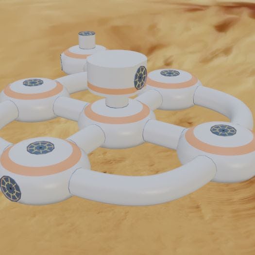Illustration of pod-like concept for subterranean Martian base, designed by team of Stevens students
